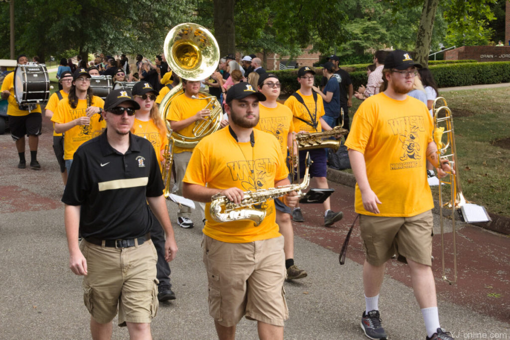 The Marching Swarm making an impression during State Stride. (Jon Musselwhite/YJ Online)