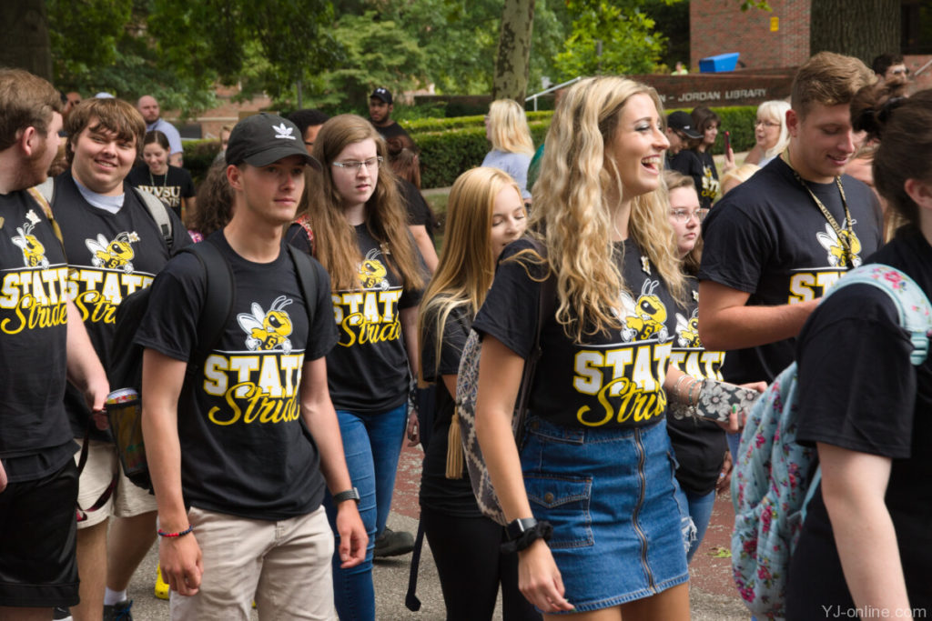 New students march through the campus for State Stride. (Jon Musselwhite/YJ Online)